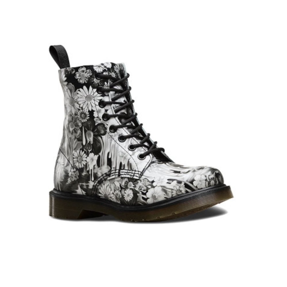 RARE Dr. Martens 1460 Pascal Paint Drip Floral Slime Combat Boots | US 6